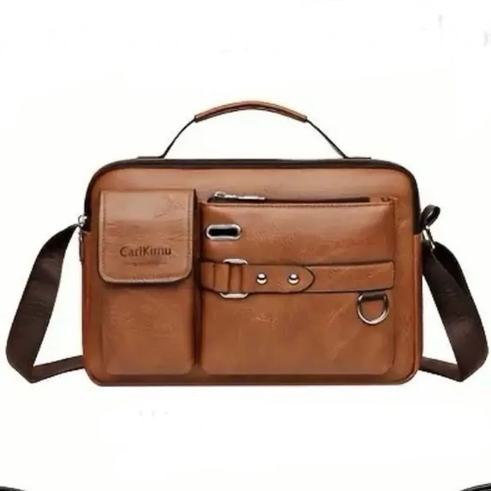 NWT CarlKimu Vintage Camel Tan Shoulder Spacious Multi-Pocket Office Travel Bag